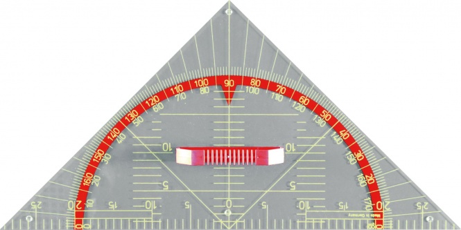 Geo-Zeichendreieck, 90°,45°,45°, transparent, Hypotenuse 60 cm, mit 4 Magneten, 